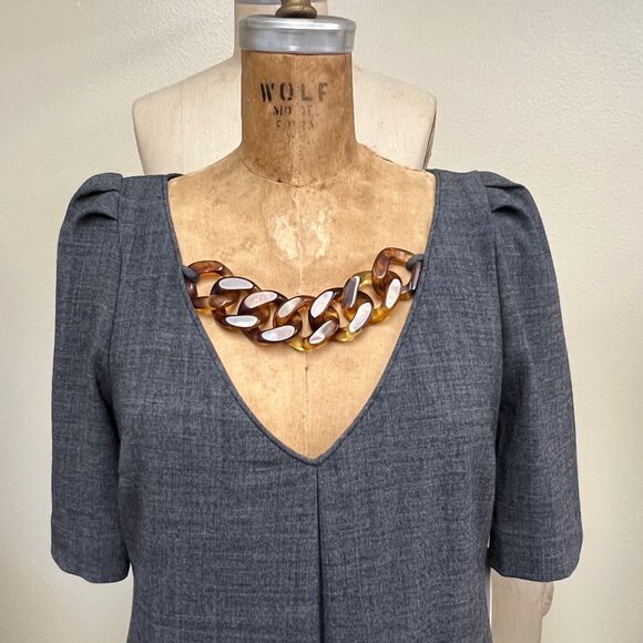 NWT Nancy Rose Chain Neck Aline Pleated Shift Dress With Pockets Size 6 - Picture 2 of 6